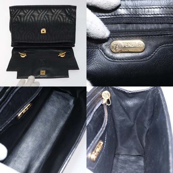 FENDI Pasta Hand Bag Leather Black - Picture 11 of 12